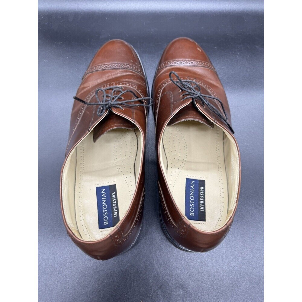 Bostonian USA Men's Oxford Dress Shoes Size 9.5 Leather Brown Business EUC - Picture 6 of 8